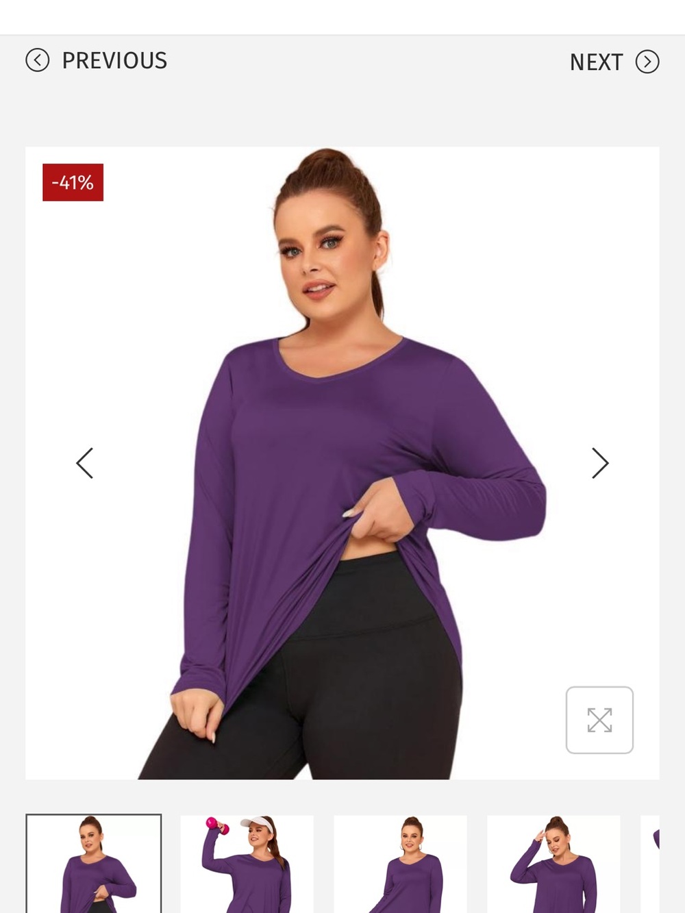Lalagen Purple Plus-Size Long Sleeve Crewneck Top